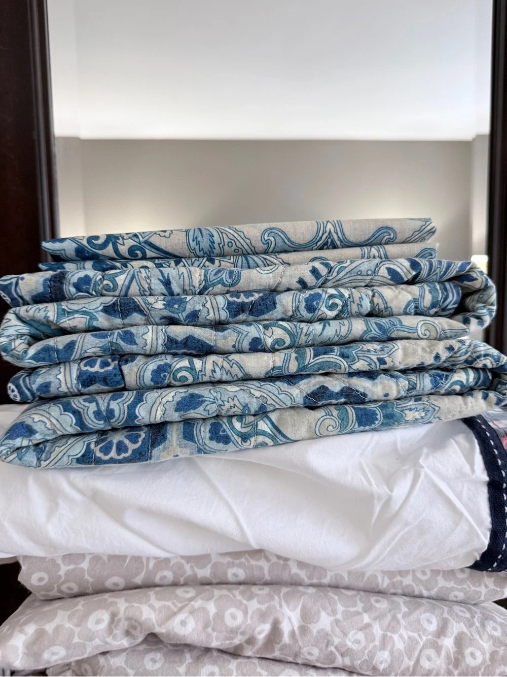Waverly Aqua Blue Paisley Pillow Shams & Valance Curtains
